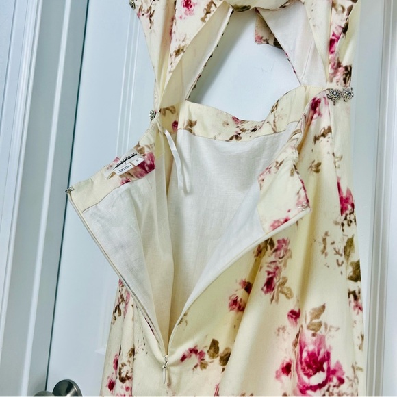 V. Chapman Luna Dress English Rose Floral Beaded Crystal Trim Midi 8 Medium - Picture 9 of 15